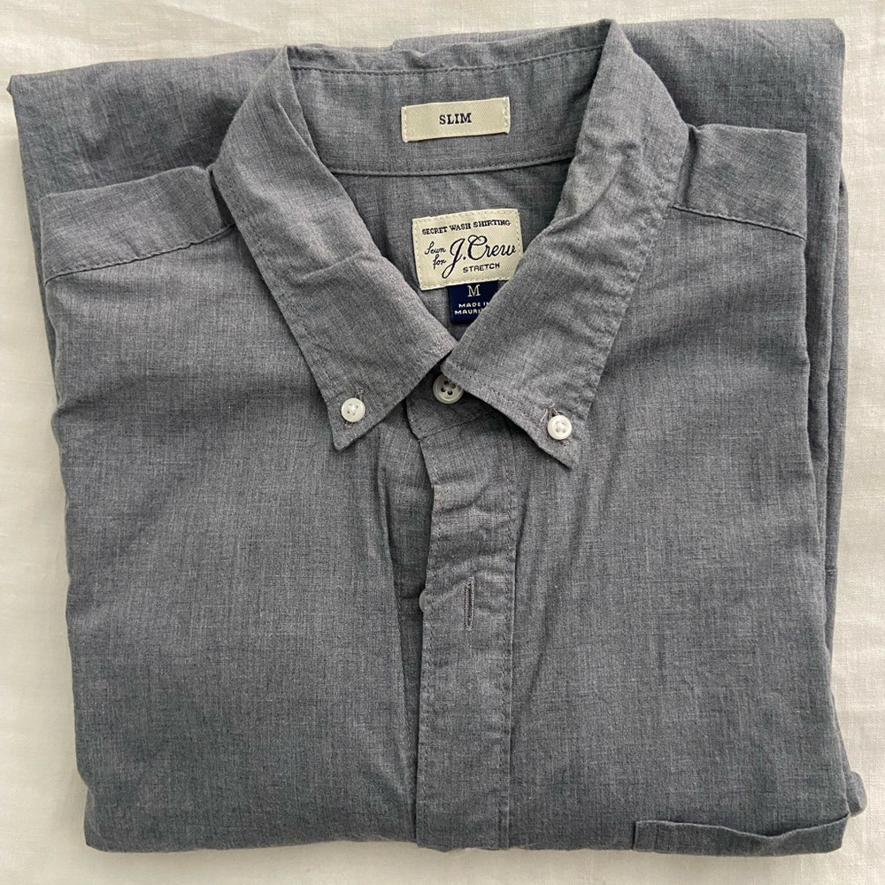 J. Crew Men's Casual Blue Button Down Shirt